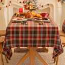 AQOTHES Red Brown Plaid Christmas Tablecloth 60x84, Tartan Table Cloth Decorations, Winter Holiday Tablecloths for Rectangle Tables Parties Dining Farmhouse Kitchen Decor