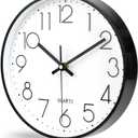 jomparis 10 Inch Black Wall Clock Battery Operated Silent & Non-Ticking Wall Clock Classic Clock for Home, Office, Bedroom, School