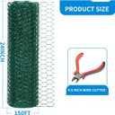 24'' x 150' Green Chicken Wire Fencing, 1 inch Chicken Wire and 19 Gauge Poultry Netting, Garden Mesh Fence Roll for Floral Arrangements/Crafts/Farm/Livestock/Pet Protection