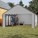 20ft Wide Heavy Duty PE Carport Waterproof Outdoor Garage Shelter for Car, Truck, Boat with Removable Sidewalls, White