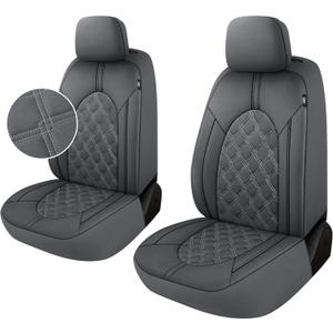 YGL Luxury PU Leather Car Seat Covers Front Set, Non-Slip Seat Cover Protectors, Universal Fit for Cars, Trucks, SUVs, Vans, Pickups, Airbag Compatible, Seat Covers for Car Interior (Gray)