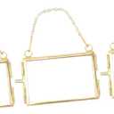 GARVALON 6pcs Hanging Golden Picture Frame Minimalist and Glass Artwork Display for Wall Decor for Photos Pressed Flowers and Artwork