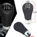 VBT Universal 5-Speed Leather Shift Knob with Boot Cover in Black - Fits Most Manual Transmission Cars (3.63" L x 1.86" W x 1.12" H)