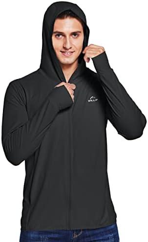 Willit Men's UPF 50+ Light Jacket Sun Protection Hooded SPF UV Jacket Hiking Fishing Shirt Long Sleeve Full Zip, Size: L