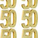 Shellwei 6 Pcs 50th Birthday Decorations for Men and Women, 50th Anniversary Decorations, Gold Glitter Number 50 Table Topper Centerpieces Decors for Birthday Party