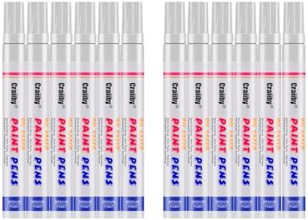 White Paint Markers, 8 Pack Oil-Based Waterproof Quick Dry Permanent Paint Pen Set for Rocks Painting, Wood, Plastic, Canvas, Glass, Mugs, Metal, Tire, Stone, DIY Craft