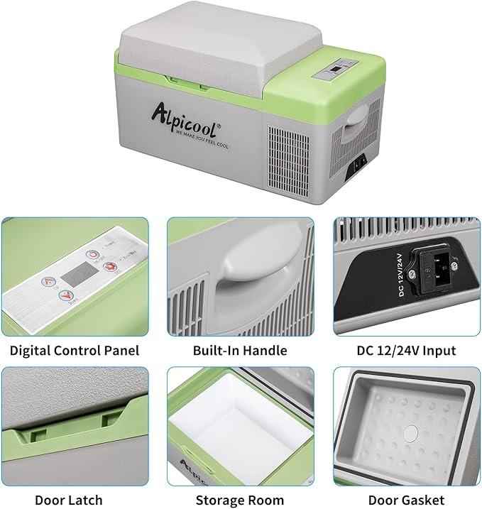 Alpicool Y15E Portable Fridge 12 Volt Car Refrigerator 17 Quart Freezer for Fishing, Camping, RV, Truck, Boat-12/24V DC
4V DC and 100-240V AC for Outdoor, Camping, RV, Truck, Boat