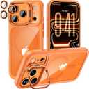MEIMIOU for iPhone 17 Pro Max Case with Camera Stand & Camera Lens Protector,Compatible with MagsafeSlim Thin Transparent Cover Clear Orange, Military Grade Shockproof Protective Rugged case 6.9''