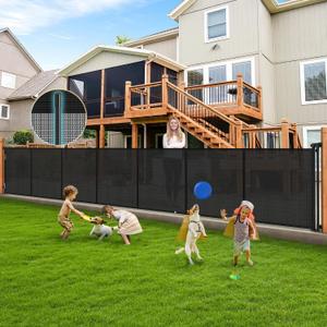 200'' Retractable Baby Gates Extra Wide, 42'' Extra Tall Retractable Dog Gate, 16 FT Black Indoor/Outdoor Retractable Gate with Reinforcement Rods for Garage, Doorways, Stairs, Decks, Driveway, Patio