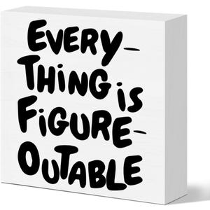 2 x Motivational Office Desk Decor Sign, Inspirational Office Decoration for Business Teamwork Words and Saying Positive Decor, Team Gifts for Coworker Colleague Boss, Everything Is Figureoutable