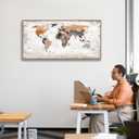 BQVCT Large World Map Wall Art, Framed Canvas Print, Office World Map Wall Decor Map of the world Picture Artwork Decor for Home Bedroom Decoration 30 x 58 inch Ready to Hang