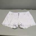 onlypuff Women's Ripped Mid Waisted Denim Shorts with Pockets (Medium)