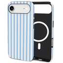 Mokiy TPU Phone Case for iPhone, MagSafe Wireless Charging Compatible, Shockproof Slim Fit Protective Cover with Anti-Yellowing & Raised Camera Protection (Blue Stripe, iPhone 17 Air(6.5"))