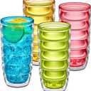 Amazing Abby - Arctic - 24-Ounce Insulated Plastic Tumblers (Set of 4), Double-Wall Plastic Drinking Glasses, Mixed-Color High-Balls, Reusable Cups, BPA-Free, Shatter-Proof, Dishwasher-Safe