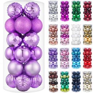 XmasExp 24ct Christmas Ball Ornaments Shatterproof Xmas Tree Hanging Balls Decorations Perfect for Halloween Decorations Holiday Wedding Christmas Decor(2.36"/60mm, Light Purple)