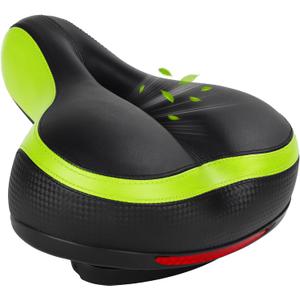 TONBUX Comfortable Bike Seat for Men & Women, Memory Foam Bike Saddle with Dual Shock Absorbing Ball, Universal Fit Bicycle Seat for Stationary, Mountain, Road, Cruiser, Electric Bike (Green)