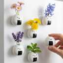 6PCS Mini Ceramic Bud Vases Magnets for Fridge, Tiny Magnetic Rice Ball Vases Refrigerator Accessories, Pot Magnet for Real Flowers, Funny Aesthetic Plant Pot Locker Office Kitchen Decoration (Colorful)