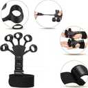 Hand and Forearm Grip Trainer Kit 6 Pieces: Hand Gripper - Finger Rings - Stress Ball - Forearm Exerciser - For Gym, Calisthenics- Rock Climbing - Powerlifting - Strength Sports. (Black)