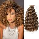 8Packs Curly Crochet Hair Boho Ocean Wave Crochet Hair 12Inch Pre Looped Crochet Hair for Black Women Pre Twisted Bench Curl Crotchet Hair(P27/33, 12inch)