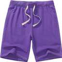 AMY COULEE Men's Casual Classic Shorts Athletic Cotton Sweat Shorts with Drawstring (X-Large, Purple)
