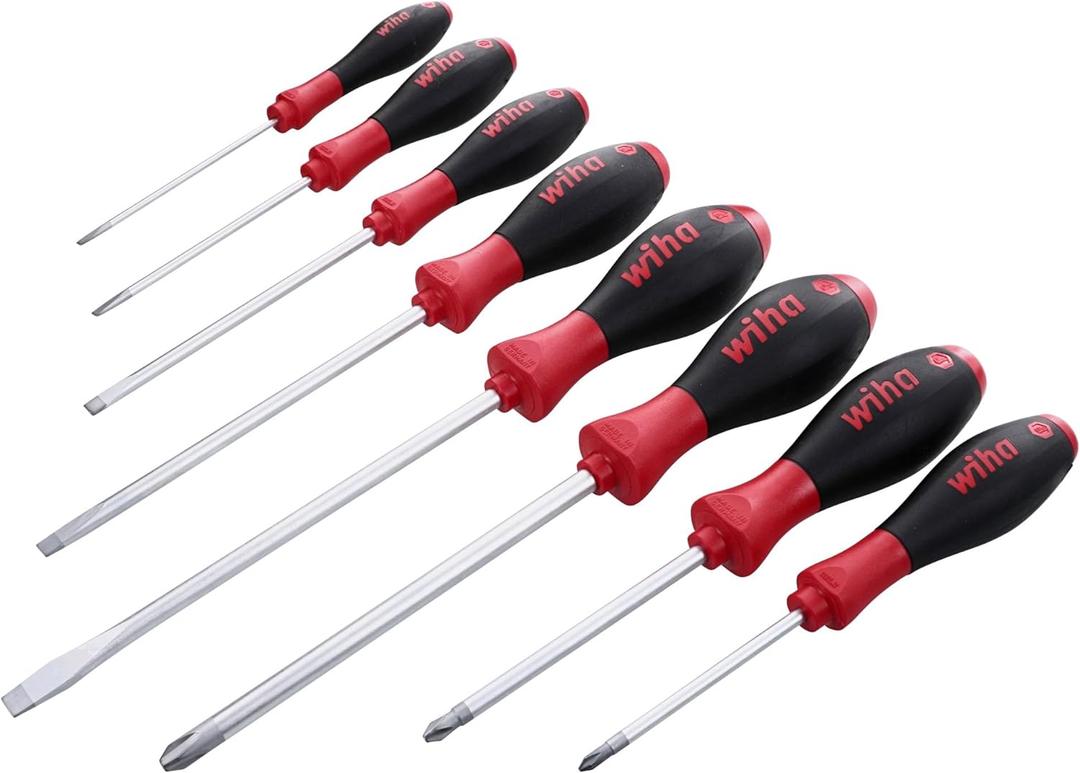 Wiha 30298 8-Piece Slotted and Phillips Screwdriver Set with Soft Finish Handles