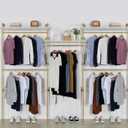 Industrial Pipe Clothing Rack Wall Mounted 5 Hanging Rods Garment Bar with Storage Shelf, Heavy Duty Metal Clothes Racks Closet System for Hanging Clothes Retail Display (Gold)