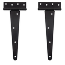 HLMOptimo Heavy Duty T Hinge Tee Hinge T Strap Hinge Shed Hinge Gate Hinge Barn Hinge Fence Hinge Door Hinge Wrought Rustproof All Size Black (2 pcs, 10 inch)
