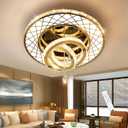 HAIXIANG Modern Glam Chandelier LED Crystal Ceiling Chandeliers Light for Bedroom Living Room Dining Room Lighting Fixture 24 inch Gold Remote Dimmable Lights
