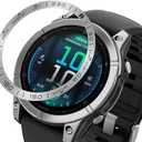 Compatible for Garmin Fenix 8 AMOLED 51mm Watch Bezel Ring, Stainless Steel Polished Adhesive Cover Anti-Scratch Protector Cover Ring for Garmin Fenix 8 Solar (Silver, 51mm)