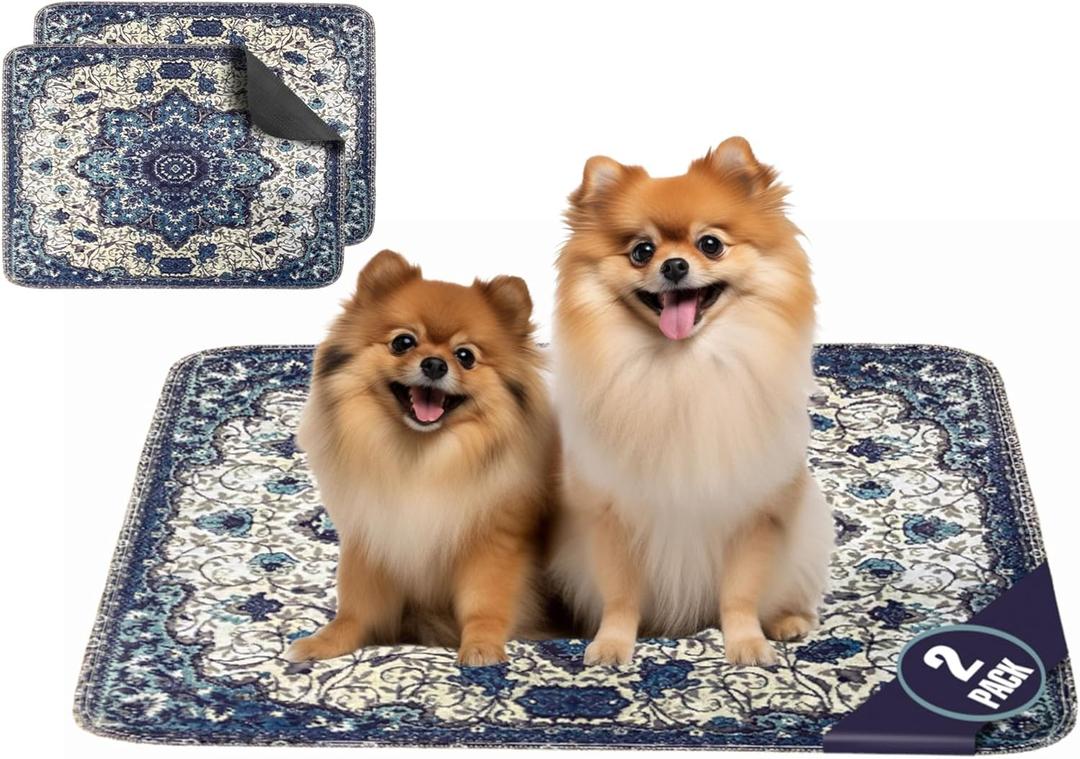 PUPIBOO Washable Pee Pads for Dogs and Cats - Super Absorbent Reusable Puppy Training Pads - 100% Waterproof, Leak-Proof & Non-Slip Whelping Pads for Pet Housebreaking( 2subjects)