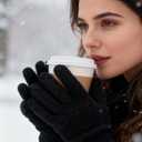 Wool Winter Gloves Men Women Fleece lined Knit Touch Screen Warm Thermal Snow Driving Cycling Gloves Cold Weather (Medium, Multicolor)