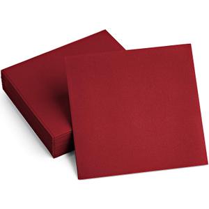 100 Linen-Feel Colored Paper Napkins - Decorative Cloth-Like BURGUNDY Luncheon Napkins - Soft And Absorbent. For Kitchen, Party, Wedding, Dinner Or Any Occasion. (Pack of 100), 13" x 13"