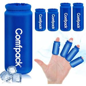 Comfpack 4PCS Finger Sleeves Gel Ice Pack, Finger and Toe Thumb Cold Gel Ice Packs, Reusable Hot Cold Compression Finger Brace Ice Packs for Arthritis, Trigger Finger, Toe Injuries, Gout, Sprain