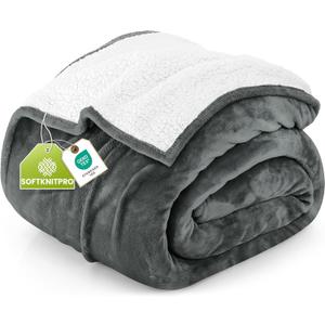 Utopia Bedding Sherpa Blanket Twin Size (Grey, 60x80 Inches) - Soft Lightweight Plush Fleece Reversible Winter Blanket for Bed, Sofa, Couch, Camping and Travel