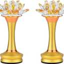 1 Pair - Colorful LED Crystal Lotus Buddhist Lamp, Gradient Buddha Light for Worship, Prayer and Display-Friendly Material for Buddha Occasions, Buddhist Supplies, USB Rechargeable Lotus Light - 8 in