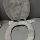 Angel Shield Marble Toilet Seat Durable Molded Wood with Quiet Close,Easy Clean Quick-Release Hinges (Elongated,Gray Marble) (Elongated-18.5)
