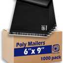 POLYSELLS 1000 pcs 6x9 Inches Black Poly Mailers Shipping Envelopes, Strong Adhesive Sealing, Waterproof, and Tear-resistant Postal Mailing Bags for Clothing, Books, and Accessories
