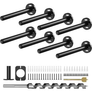 8pcs Wall Shelf Brackets Heavy Duty Floating Shelf Bracket Hidden,Invisible Black Shelving Brackets Decorative Floating Shelf Hardware Heavy Duty,Metal Shelf Support Bracket (6 inch--8pcs)