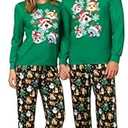 ALISISTER Christmas Pajamas for Women Matching Couple Pjs Set Funny Cats Xmas Tree Shirt and Sleep Pants 2 Piece Holiday Long Sleeve Sleepwear M