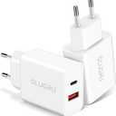 European Travel Plug Adapter, GLUGRU 2-Pack 20W Dual Port USB C Wall Charger Type C Fast Charging Block International Power Adapter US to Europe EU for iPhone 16 15 14 13 12 11 Pro Max, iPad, Samsung
