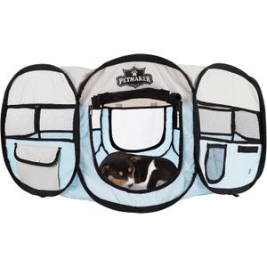 Pet Playpen - 33x15 Pop-Up Dog Kennel with Carry Bag - Portable Play Pen for Dogs, Cats, Rabbits, and Small Animals up to 25lbs by PETMAKER (Blue)
