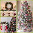 Janinka 8 Pcs Christmas Picks Pom Poms Red Green Christmas Decorations 16 Inches Xmas Tree Topper Lime Green Decor for Tree Vase Fillers DIY Crafts Displays Home New Year