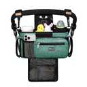TOPDesign Universal Baby Stroller Organizer, Stroller Caddy with Detachable Mesh Bag & Heightened Insulated Cup Holders & Non-Slip Secure Hooks Accessories, Fits Most Strollers (Green)