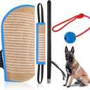 Leyndo 4 Pcs Dog Training Set Include Dog Sleeve Pillow Tug Toy Training Stick and Rubber Ball Professional Equipment for Biting Interactive Fetch Puppy, Blue 