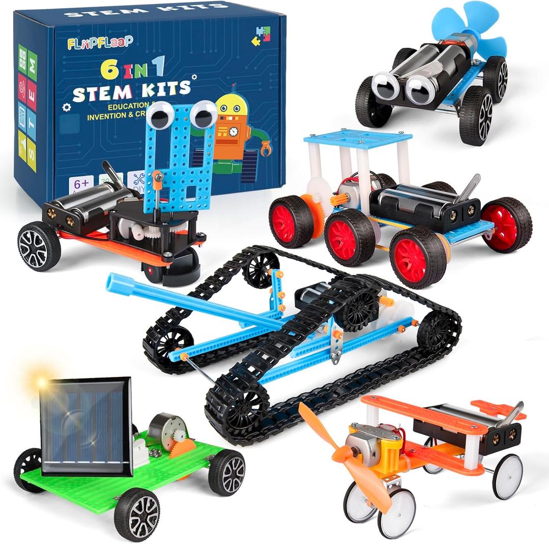6-in-1 STEM Kit for Kids Ages 6-12, STEM Toys for Boys Ages 8-12, Robot Building Kit & Car Crafts for Kids, Science Activities Robotics Kits for 6 7 8 9 10 12 Year Old Boys Girl Birthday Gifts