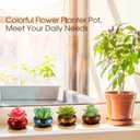 24 Pcs Ceramic Succulent Pots 2.5 Inch Small Plant Pots Indoor with Drainage and Bamboo Saucers Colorful Succulent Flower Planters for Garden Plants Home Decor(Round,1.2 Inch H)