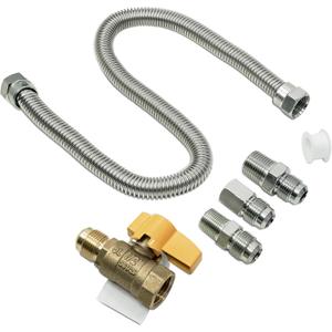 1212MMKIT 22” Flexible Natural Gas Hose Kit with 1/2" Male Flare x 1/2" Male Pipe 1/2" Male Flare x 3/8" Male Pipe 1/2" Male Flare x 3/8" Female Pipe Propane Hose Heater Hose Connectors