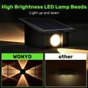 Solar Outdoor Lights, Up and Down Lighting, Waterproof IP65, Fence Light for Yard, Garden, Garage, Pools, Deck (4LED-Warm Light, 4PACK)