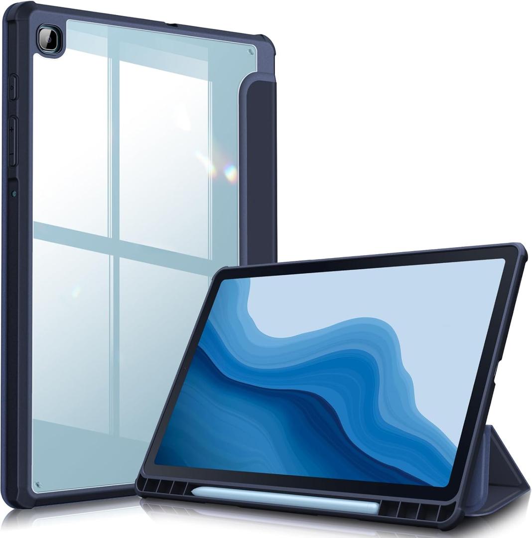 Fintie Hybrid Slim Case for Samsung Galaxy Tab S6 Lite 10.4 Inch 2024/2022/2020 with S Pen Holder, Shockproof Cover with Clear Transparent Back Shell, Navy