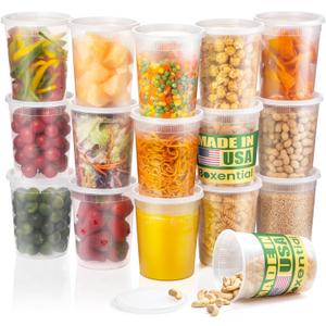 32 oz Deli Containers with Lids [24 Set]  Made in USA, BPA-Free Plastic Food Containers, Freezer & Microwave Safe, Stackable Meal Prep & Soup Storage Containers, Ideal for Takeout & Kitchen Use